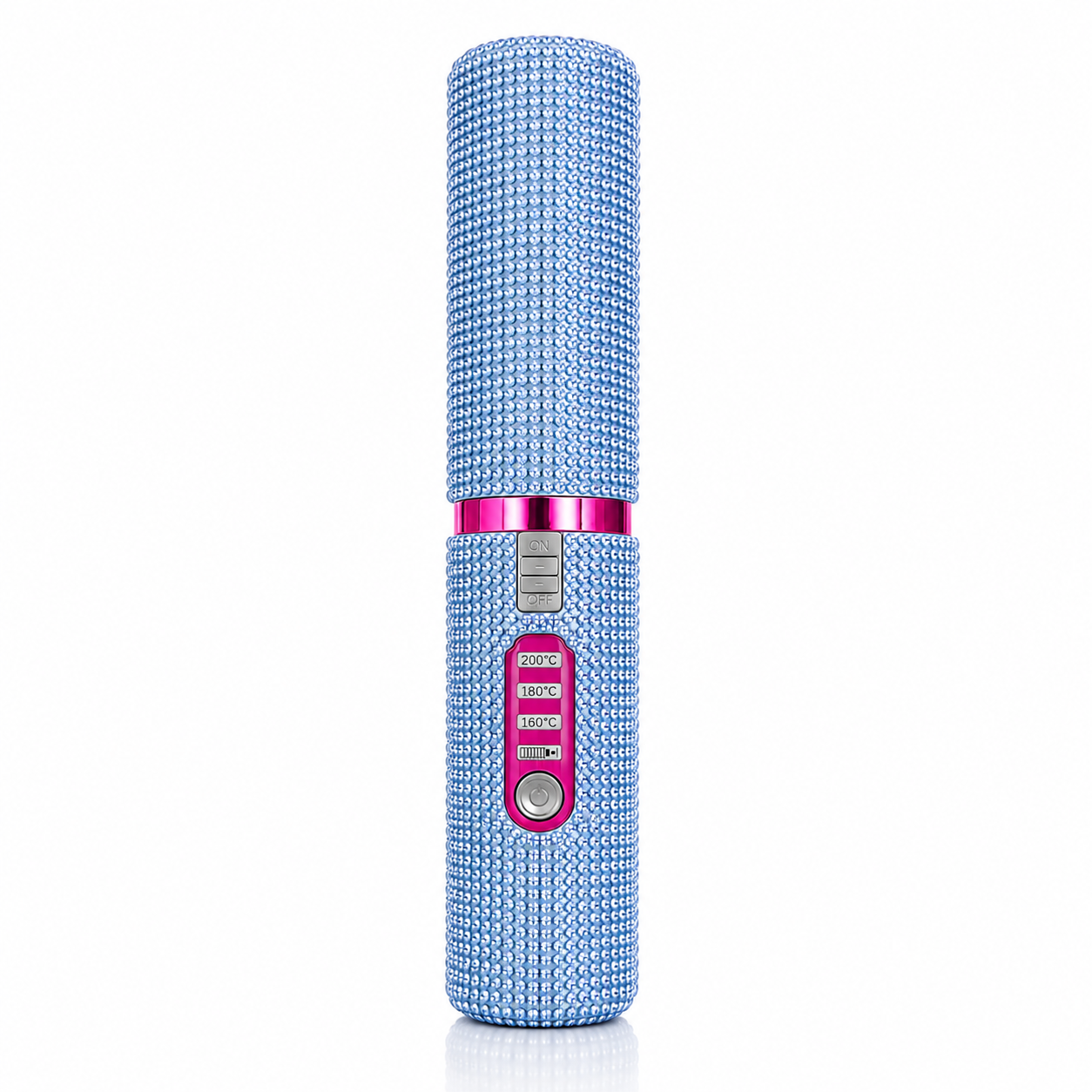 Dimaelle™ Wireless Mini Hair Straightener – Light Blue Diamonds