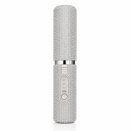 Dimaelle™ Wireless Mini Hair Straightener – Silver Diamonds