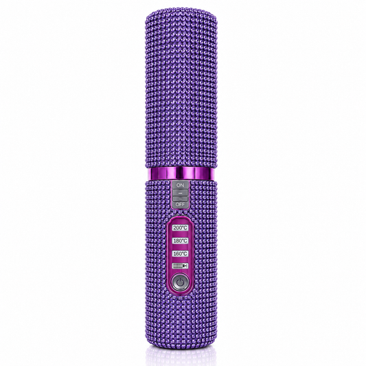 Dimaelle™ Wireless Mini Hair Straightener – Black Purple Diamonds